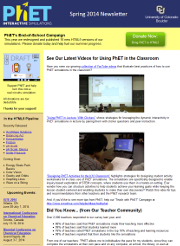 Screenshot of the December 2013 PhET newsletter